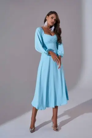 Вечернее платье бирюзовое Эда миди Л