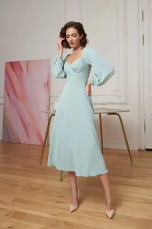 Вечернее платье голубое Эда миди