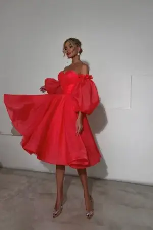 Элина коралловый Вечернее платье